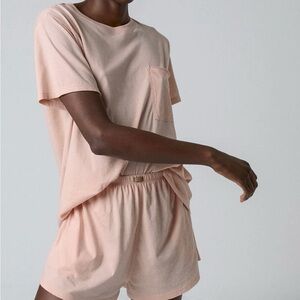 lunya pajama Organic Pima Tee Short Set Limited Edition Dulcet Petal XS or S NWT